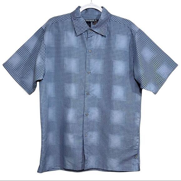 Mens drill brand blue with blurred spots button front shirt - Picture 1 of 9